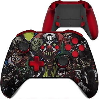 HexGaming Esports Blade Customized Controller Compatible with Xbox Series X S Elite 2 Paddles & Interchangeable Thumbsticks & Triggers Stop PC Wireless Gampad - Scary Party Scarlet Red