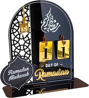 Ramadan Advent Calendar Countdown Calendars, 30 Days Til Eid Ramadan Mubarak, Ramadan Advent Calendar for Home, Kids, Ramadan and Eid Decor (Black)