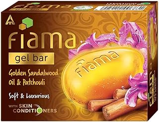 Fiama Gel Bathing Bar Golden Sandalwood Oil and Patchouli with Skin Conditioners for Moisturized, Soft and Luxurious Skin, 125g, For All Skin Types