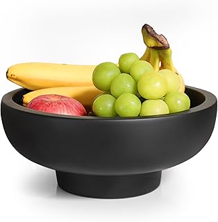 MEH Brands Concrete Fruit Bowl for Kitchen Counter - Large Decorative Bowl for Home Decor - Modern Pedestal Bowl - Footed Bowl - Entryway Bowl for Keys - Display Piece for Kitchen Counter