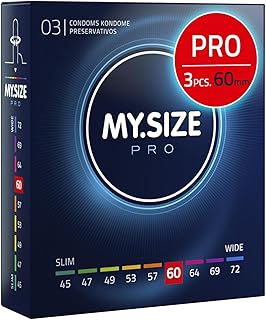 MY.SIZE Classic Condoms, Size 5, 60 mm Width, Pack of 3, Premium Condoms, Extra Thin, Real Feel Condoms, Thin 0.07 mm Wall Thickness, Vegan Condoms, Condoms for Men