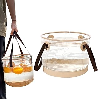 Foldable Bucket, Folding Water Bucket Container, Round Clear Basin Transparent Outdoor Bucket For Fishing Backpacking Camping