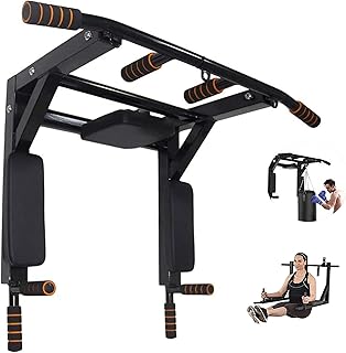 BDL Wall Mounted Pull Up Bar Chin Up bar Multifunctional Dip Station for Indoor Home Gym Workout, Power Tower Set Training Equipment Fitness Dip Stand Supports to 440 Lbs