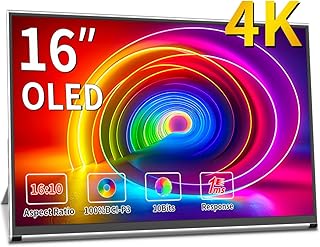 ماجدوك شاشة OLED محمولة - لابتوب 4K 16 العاب 100% DCI-P3 مع خارجية HDMI &&& USB-C للابتوب والجوال وسويتش واكس بوكس، فضي