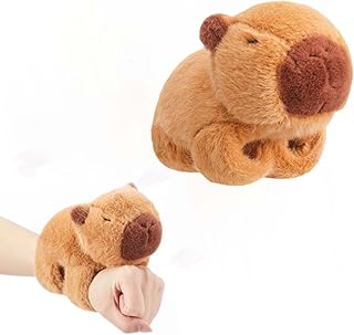 MUYAPAY Capybara Schnapparmband Kinder, Simulation Capybara Plüschtier, Weiche Plüschtier Capybara Kuscheltier, Capybara Kuscheltier Snap Armband, Geschenk für Kinder, Mit Schildkröten-Rucksack