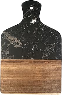 Wood and Black Marble Cutting Board for Kitchen Decor,Serving Board for Steak Fruits with Handle,Chopping Board for Bread As Serving Trays Best for Chef Black,