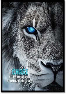 Motivational Phrases Poster Print Inspiring Words Wall Art Canvas Painting Tiger Lion Leopard Eagle Office Decor Home Decoration (SKU6,8 x12inch=(20 x30 cm),Black Metal Frame)