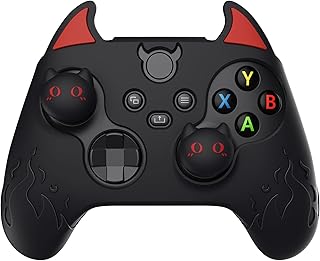 PlayVital Cute Demon Silicone Cover for Xbox Series X/S Controller, Kawaii Anti-Slip Controller Skin Grip Protector for Xbox Core Wireless Controller with Thumb Grip Caps - Black