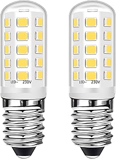 مصابيح LED E14 بقدرة 3 واط تعادل مصابيح هالوجين 40 واط، لون أبيض طبيعي 4000 كلفن، مصابيح LED إديسون لولبية صغيرة لغطاء الموقد والفريزر، خالية من الوميض وغير خافتة، تيار متردد 230 فولت، قطعتين