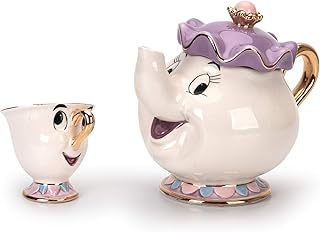 كارتون جديد الجمال والوحش إبريق الشاي القدح Mrs Potts رقاقة براد شاي كوب مجموعة واحدة جميل وكوب مجموعة إبريق الشاي القدح، متعددة