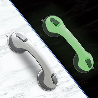 Glow-in-The-Dark Grab Bars for Bathtubs and Showers - 2 Pack Shower Handle, 12 Inch Strong Suction Shower Bar for Shower Chair, Safety Bathtub Accessories for Seniors - Gifts for Grandma and Grandpa