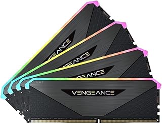 كورسير ذاكرة سطح المكتب فينجيانس RGB RT 32GB (4x8GB) DDR4 3200MHz C16 (اضاءة RGB ديناميكية، محسنة لسلسلة AMD 300/400/500، متوافقة مع سلسلة انتل 300/400/500) اسود