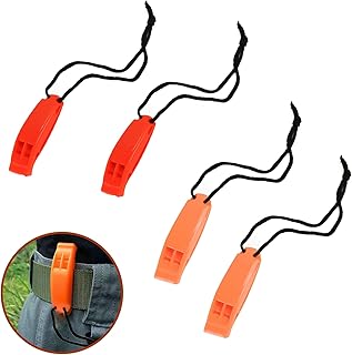 4PCS Emergency Whistle, Echo Whistle with Lanyard Emergency Survival Safety Whistles Super Loud Plastic Whistles for Outdoors Camping Hiking Hunting Boating Fishing Life Vest Rescue Signaling