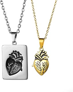 JewelryWe Schmuck Paar Halskette mit Gravur Edelstahl Herz Puzzle Dog Tag Erkennungsmarken Anhänger Partner Pärchen Valentinstag Lieben Geschenk Silber Gold