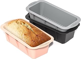 saphe Silicone Bread Loaf Pan, Heat resistant bread pan，Non-Stick Baking Mold Pans for Loaf, Bread, Cake, cheese cake, 3 packs