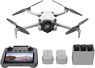 طائرة درون صغيرة 4 برو فلاي مور كومبو (DJI RC 2) طائرة قابلة للطي كاميرا 4K تصوير بمدى ديناميكي أقل من 249 غرام، طيران 34 دقيقة بطاريتان إضافيتان معتمدة من وزارة الصناعة والتكنولوجيا الإمارات العربية