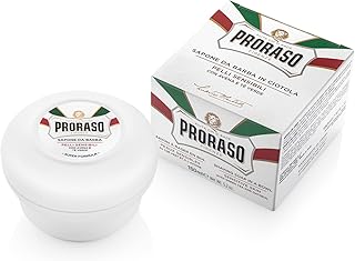 صابون الحلاقة Proraso للبشرة الحساسة المضاد للتهيج مع الشاي الأخضر ودقيق الشوفان للرجال 5.2 أونصة