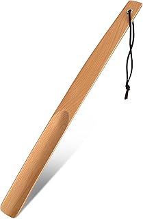 ZOMAKE 39CM Wooden Shoe Horn - Long Handle Shoehorn Portable Shoe Horn Wood Shoe Lifter Shoe Spoon Wear Shoes Helper with Rope for Men Women Seniors Kids