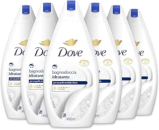 Dove Moisturizing Shower Bath Formula with Dermo-Natural Moisturising Formula with 1/4 Hydrating Cream, Dermatologically Tested, Body Wash for Men and Women, 100% Recycled Bottle* 6 Pieces x 450 ml