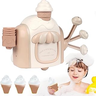 Toddler Bath Toys - Interactive Baby Shower Toys, Bubble Ice Cream Maker Bath Toy, Toddler Bath Toys Age 2-4, Bathtub Bubble Machine, Toy for 3 4 5 6 7 8 Years Old Boys Girls