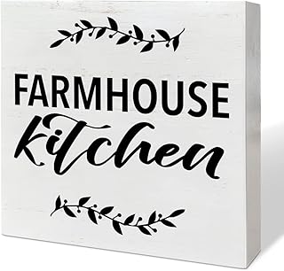 RJYMK Kitchen Table Decor Wooden Box Sign, Kitchen Decor for Counter Farmhouse Rustic Dining Room Table Cabinet Decoration, Kitchen Gifts for Mom Women Men, Farmhouse Kitchen