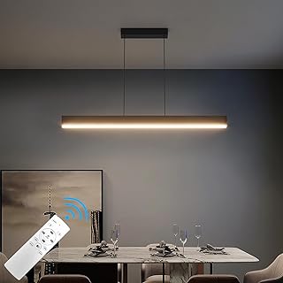 مصباح LED قابل للتعتيم لطاولة الطعام 80 سم / 24 واط 3000 كلفن - 6000 مع جهاز تحكم عن بعد معلق بتصميم خطي ثريا معلقة بارتفاع 150 للتعديل لتناول من كليتين أسود