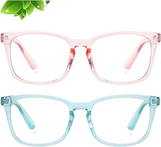 KUGUAOK Kids Blue Light Blocking Glasses, Boys Girls Computer Gaming TV Glasses, Lightweight Eyeglasses Frame