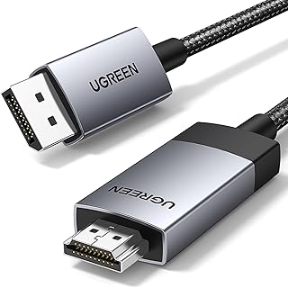 يوجرين كابل 4K@60هرتز منفذ عرض إلى HDMI 1M 3.3قدم أحادي الاتجاه كمبيوتر شاشة/تلفزيون DP 1.4 2.0 ذكر متوافق - اتش بي/ديل/ثينك باد/AMD/نيفيديا/كمبيوتر