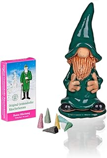 Crottendorfer Incense Cones Ceramic Incense Figure Green in Gift Box Including 1 Pack Colourful Mix Incense Cones Size M (Pack of 24)