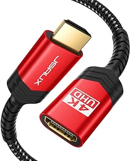 جي سوكس كيبل وصلة HDMI بطول 6 قدم، سلك موسع HDMI عالي السرعة 4K 60Hz موصل محول ذكر الى انثى (HDR HDCP 2.2) متوافق مع عصا بث تلفزيون روكو ومشغل بلوراي وتلفزيون HD واللابتوب والكمبيوتر - احمر