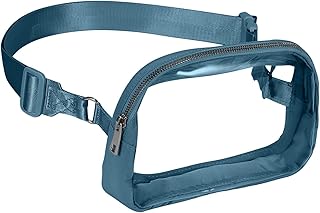 INTINI Clear Fanny Pack for Stadium Events – Small, Plus size Waist Transparent Belt Bag Sports, Concerts, and Festivals, Blue, Clear Bag for Stadium Events