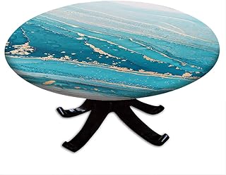 Marble Round Table Cloth, Marble Style Texture, Suitable for Dining Tables, self-Service Parties and Camping, Fit for 24" Table