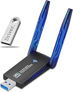 محول USB واي فاي USB للكمبيوتر واللاب توب من زيكيجوا AC1300M 2.4GHz/5.0GHz نطاق USB 3.0 واي فاي دونجل شبكة لاسلكية مع هوائي محسن مزدوج 5dBi عالي الكسب للكمبيوتر ويندوز 11 10 8.1 8 7 اكس بي فيستا