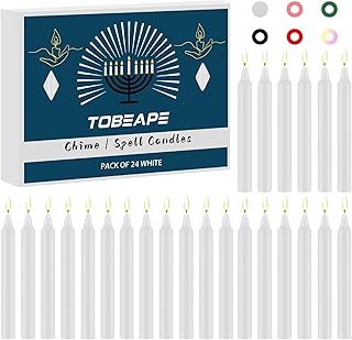 24 قطعة من الشموع البيضاء من توبيب سبيل تشيم، شمعة صغيرة غير معطرة بطول 4 بوصة، مناسبة للطقوس والتعاويذ ومذبح الويكا الوثنية والصلاة والتأمل وديكور حفلات الزفاف