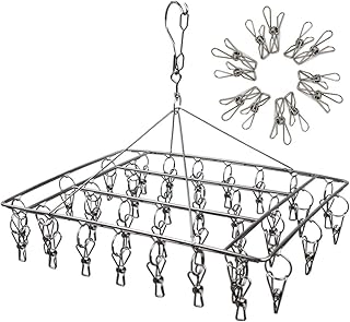 مجفف ملابس من الستانلس ستيل من ويرستون، خطاف دوار مقاوم للرياح للجوارب والملابس الداخلية وحمالات الصدر وملابس الاطفال والقفازات (36 اوتاد ملابس) قطعة واحدة