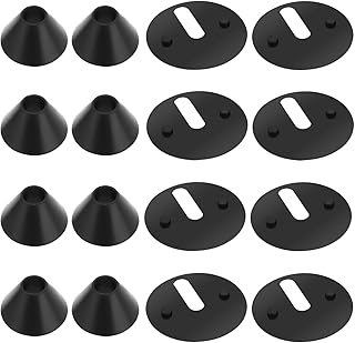 ECSiNG 16pcs Toilet Hinge Base Plate Washer Pad Sets for Toilet Seat Hinge Fitting Rubber Washer Replacement Non-Slip Toilet Hinge Fixings 40mm Washers M8 Conical Pad Black