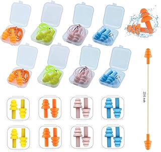 سدادات اذن سيليكون للنوم، 16 زوج من سدادات الاذن الناعمة المقاومة للماء والغاء الضوضاء، سدادات اذن مقاومة للماء وقابلة لاعادة الاستخدام لحجب الصوت للحفلات الموسيقية والسباحة والدراسة والضوضاء العالية