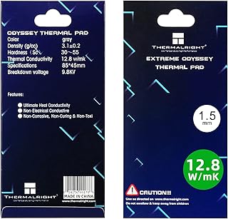 وسادة حرارية من ثيرمال رايت 1.5 ملم 12.8 واط/متر كلفن 85×45×1.5 ملم، غير موصلة مقاومة للحرارة، وسادات اوديسي حرارية من السيليكون للكمبيوتر وبلاي ستيشن 5 وبلاي ستيشن 4 واللابتوب، وحدة معالجة الرسومات