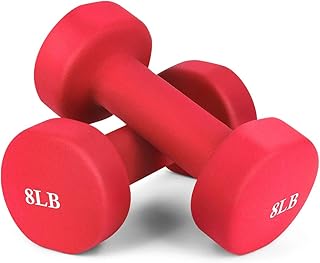 JBM Neoprene Dumbbell Pairs, 2-8lbs Hand Weight Set of 2 Non Slip Hexagonal Shape Dumbbell with Easy to Read Number, Fitness Dumbbell Set