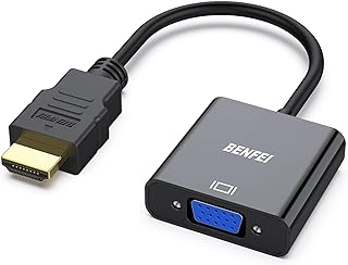 بينفي محول HDMI الى VGA مطلي بالذهب ذكر انثى للكمبيوتر المكتبي واللابتوب والشاشة وجهاز العرض وتلفزيون HD وكروم بوك وراسبيري باي وروكو واكس بوكس والمزيد - اسود 000155