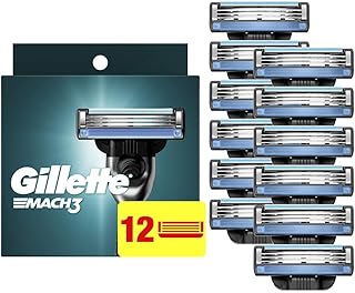 عبواات إعادة تعبئة ماكينات الحلاقة ماك 3 من جيليت للرجال، 12 شفرة قابلة لإعادة التعبئة