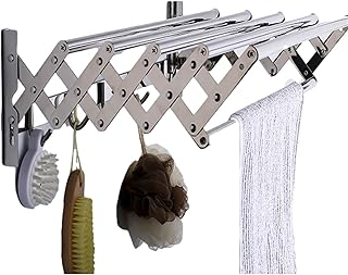 Clothes Drying Rack Laundry Drying Rack, Wall Mounted Retractable Clothes Drying Rack, Cloth Airer Collapsible Space Saver Towel Hanger Rack Clotheshorse Dryer Home,