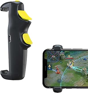 TERRIFI Mobile Gaming Trigger for PUBG, Bluetooth Controller with 6-Finger Gamepad Joystick, Compatible with Android/iOS Phones, Enhances Shooting Game Experience, Yellow، من تيريفي، بلوتوث، أصفر