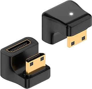 ديوتيك محول HDMI صغير على شكل حرف U بدقة 8 كيه وصلة بزاوية 48 جيجابايت في الثانية ذكر الى انثى مع مؤشر تشغيل LED للكاميرا وكاميرا الفيديو والتابلت والكمبيوتر عبوة من قطعتين شفاف، عدد المنافذ: 2