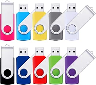 بي ان اس تي ايه دبليو ذاكرة فلاش USB سعة 8GB (10 قطع) USB 2.0 دوارة، محرك ابهام، محرك قفز لتخزين البيانات ومشاركة الملفات (10 عبوات، متعدد الالوان) (8GB)