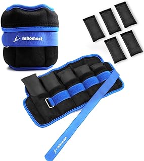 Inhomest Adjustable Ankle Weights 1-5/10/12 Lbs Leg Weights for Men Women,Wrist Ankle Weights for Physical Therapy,Yoga Pilates,Workout,Walking,Jogging