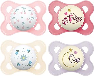 MAM Day & Night Pacifiers, Glow in The Dark Pacifier for Breastfed Babies, 0-6 Months, Baby Girl