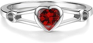 Precious Pieces Sterling Silver Simulated CZ Birthstone Heart Ring for Baby, Girl or Pinky