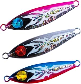 Goture Saltwater Fishing Jigs, Glow Vertical Jigs with Assist Hook Speed Fast Lead Jig Deep Sea Fishing Jigging Spoon Lures 10g-200g for Tuna, Salmon, Sailfish, Striped bass, Grouper Snapper, Kingfish