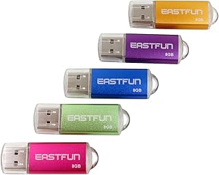 ايست فان ذاكرة فلاش USB 2.0 سعة 8 جيجابايت من 5 قطع خمسة الوان مختلطة: ازرق وارجواني ووردي واخضر وذهبي 8.0 GB